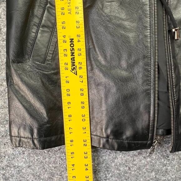 Ricardo Jacket Womens Large Black Drawstring Waist Leather Long Coat - Picture 7 of 12